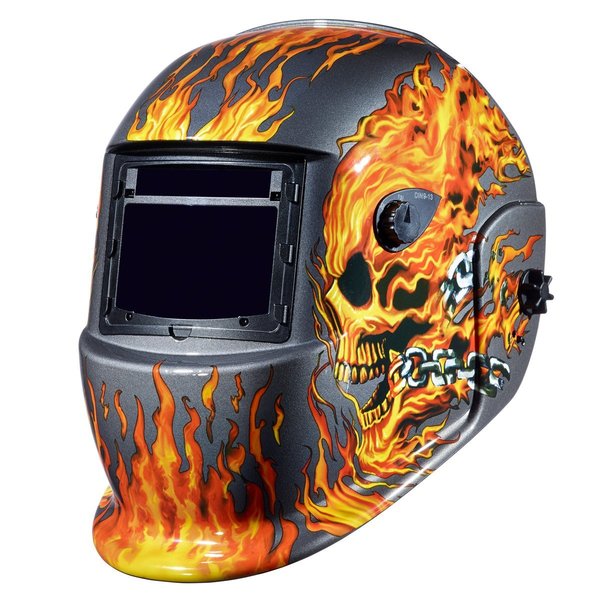 Powerweld PowerWeld Professional Series ADF Welding Helmet, Skull and Flame PWH9855G1